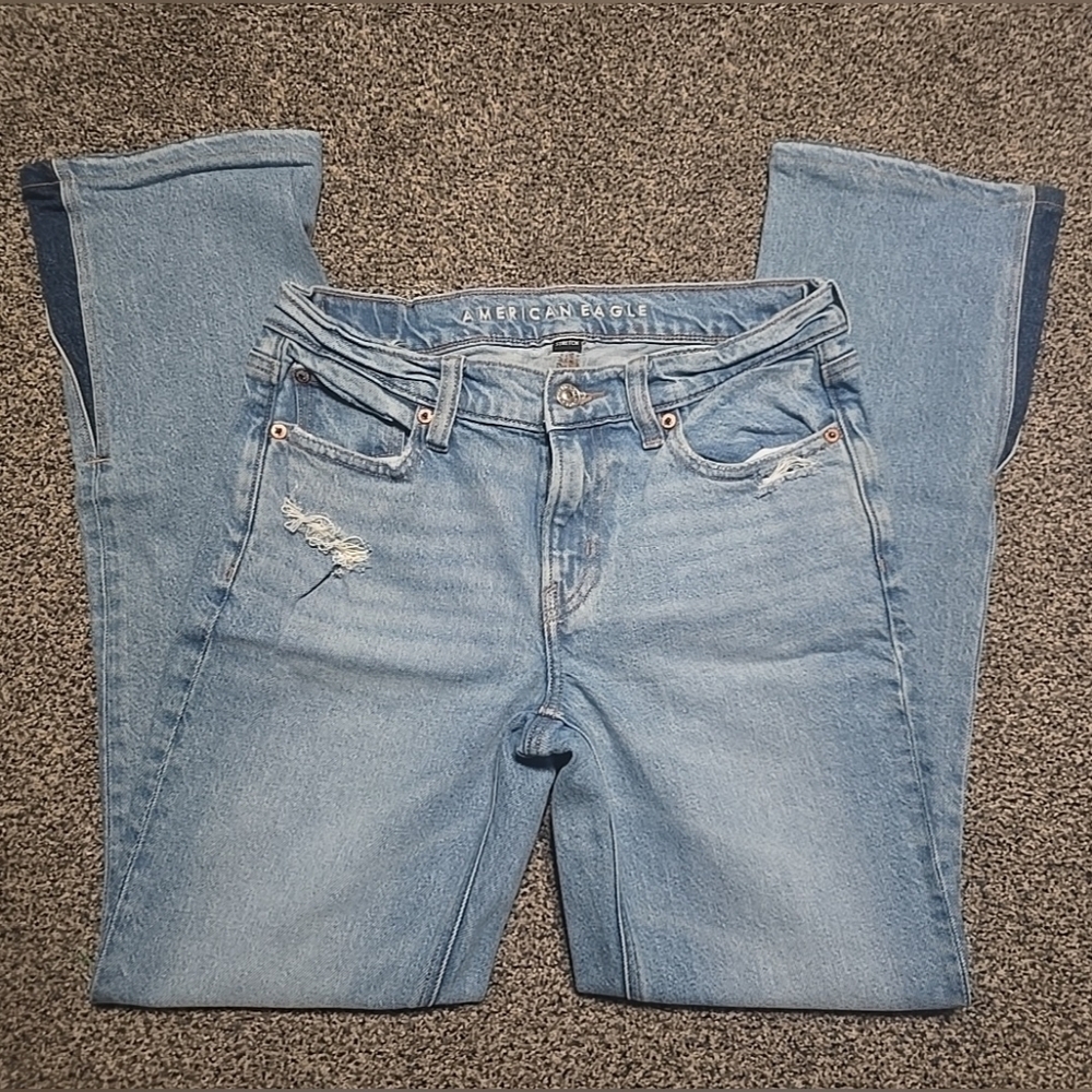 VTG American Eagle 90s Low Rise Skinny Kick Jeans Womens, Size 4, Stretchy Flare